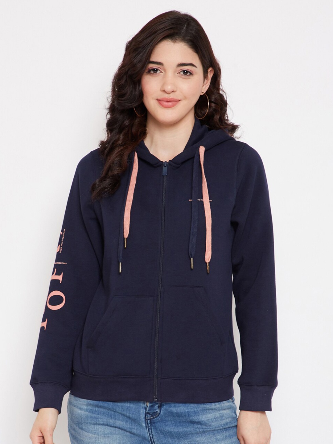 

Madame Women Navy Blue Hooded Sweatshirt