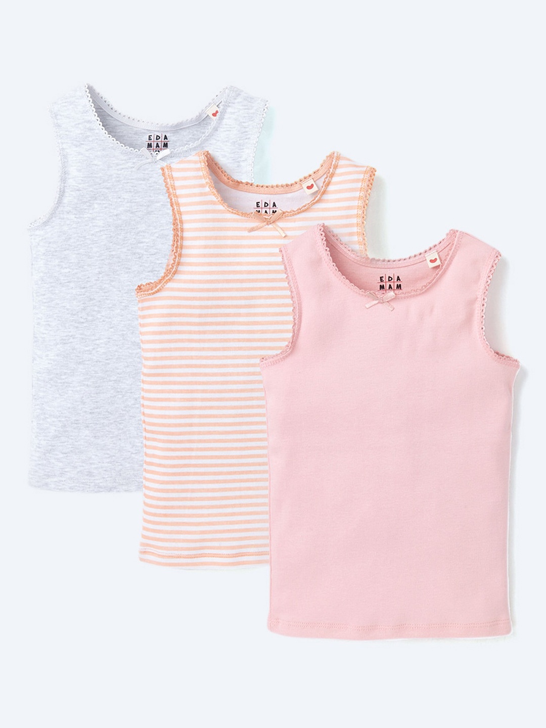 

Ed-a-Mamma Girls Pack of 3 Pure Cotton Basic Innerwear Vests, White