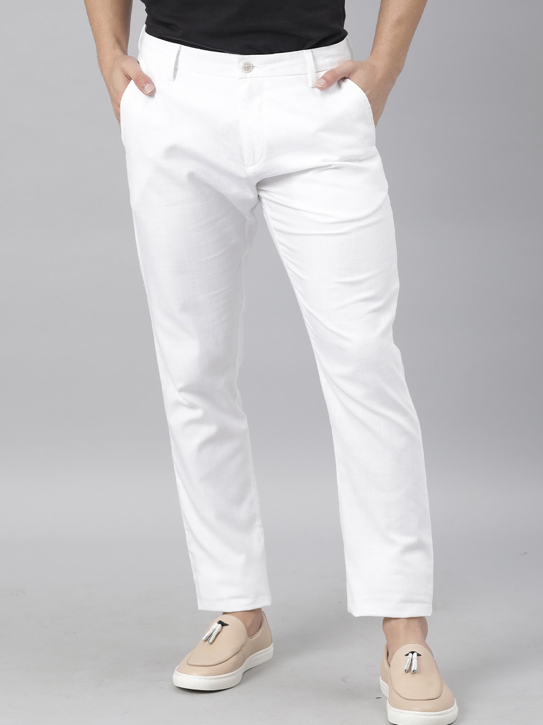 

RARE RABBIT Men Corn Mid-Rise Slim Fit Trouser, White