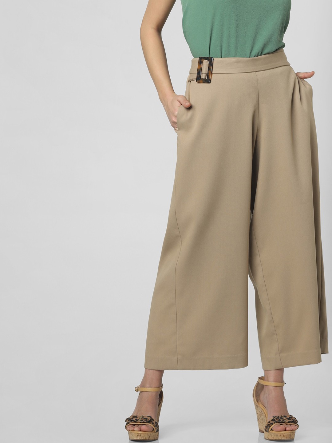 

Vero Moda Women Grey Flared High-Rise Culottes Trousers