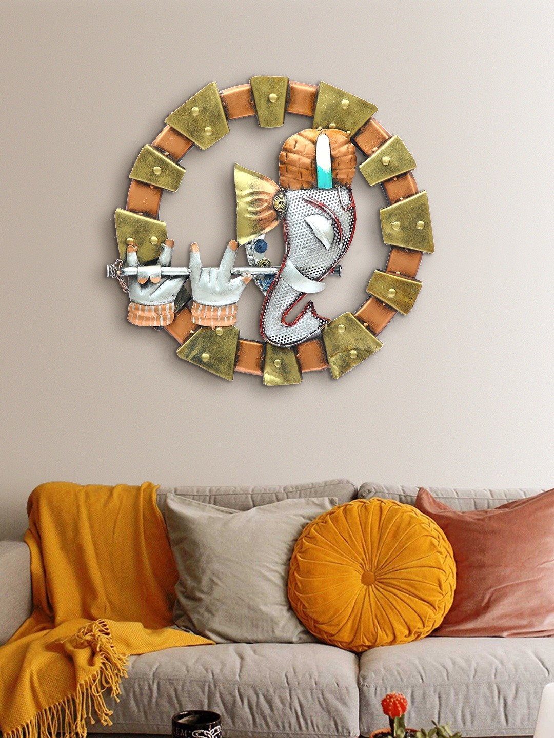 

Aapno Rajasthan Gold & Brown Ganapati Wall Art