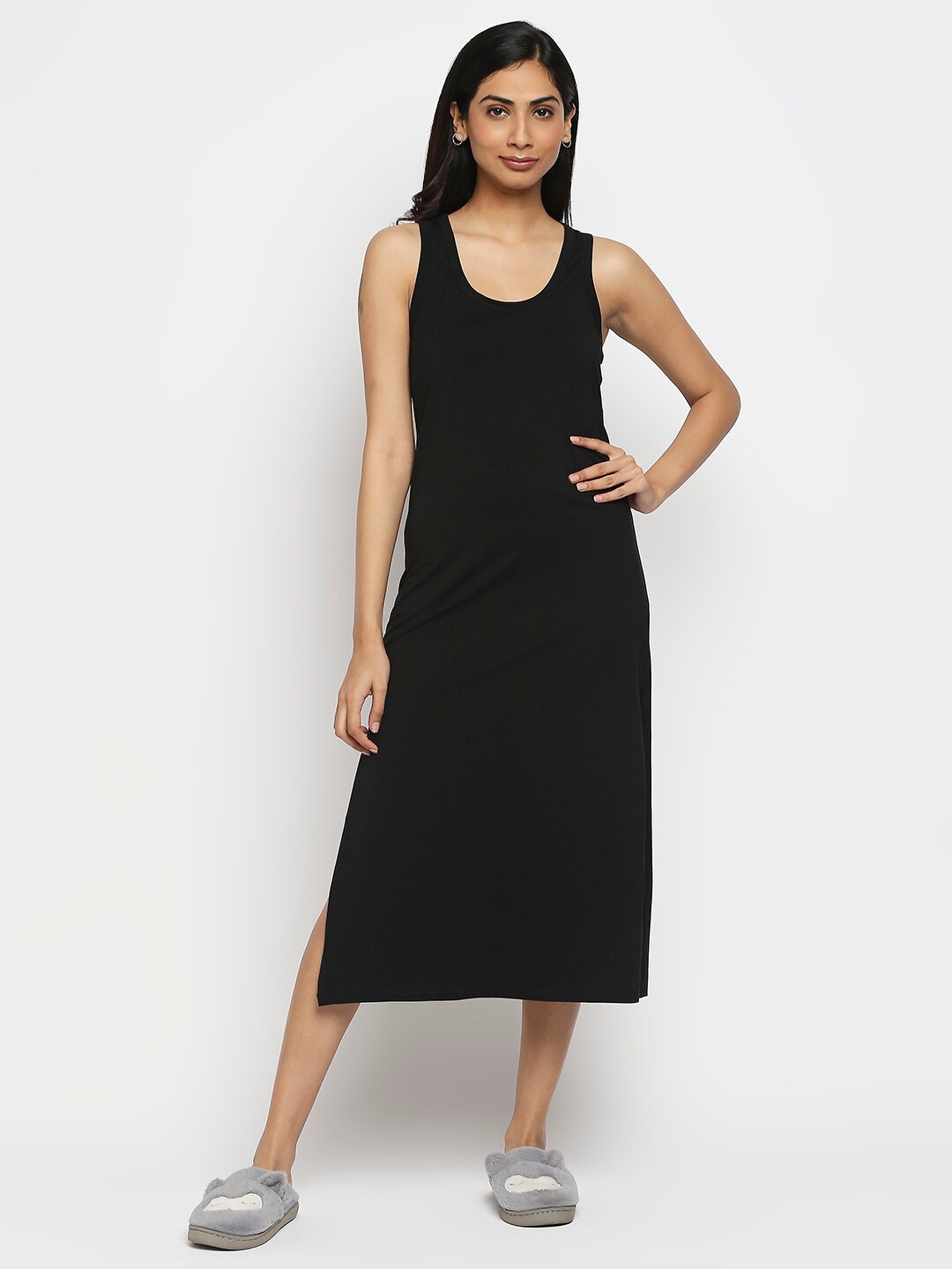 

effy Black A-Line Midi Dress