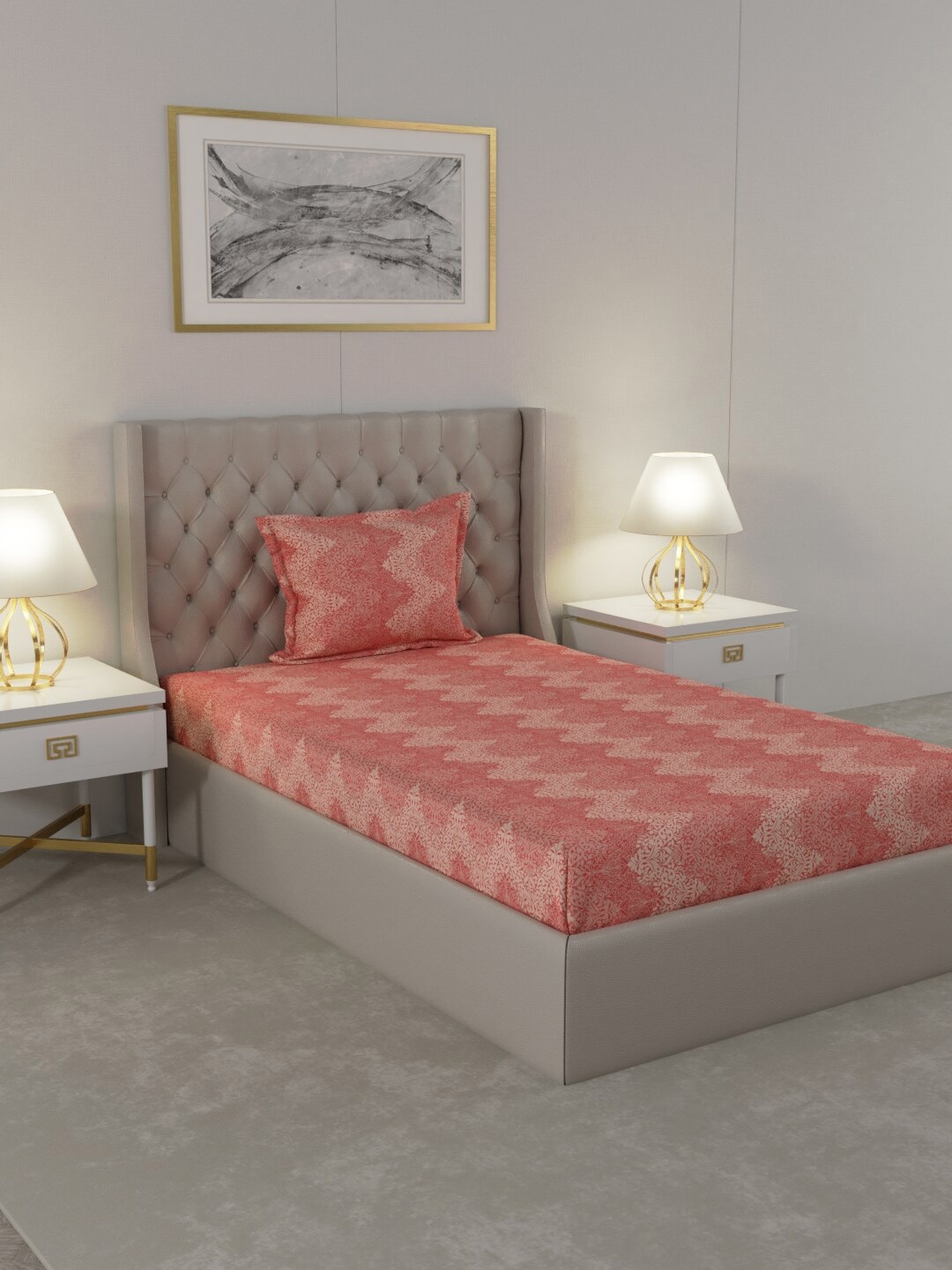 

Raymond Home Red & Beige Ethnic Motifs 104 TC Single Bedsheet with 1 Pillow Covers