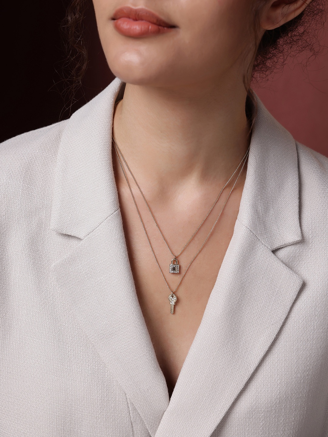 

VOGUE PANASH Gold-Toned & White Gold-Plated Layered Necklace