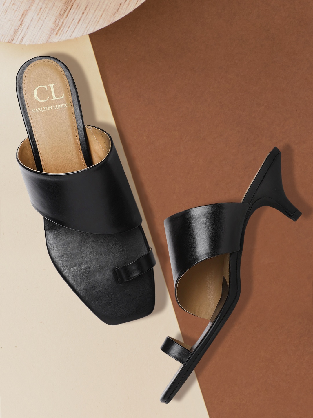 

Carlton London Women Black Solid One Toe Kitten Heels