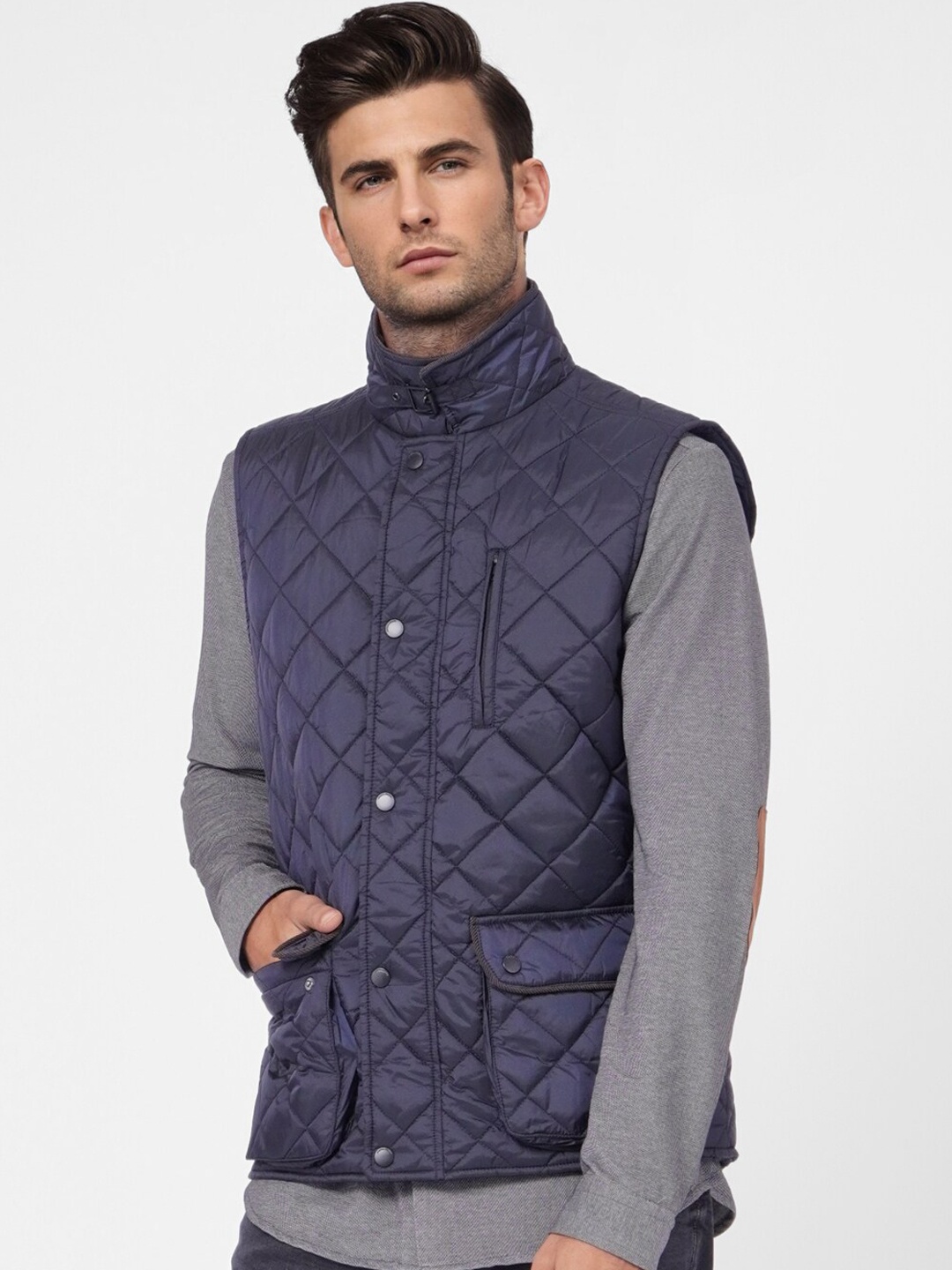 

Jack & Jones Men Navy Blue COLE Quilted Jacket