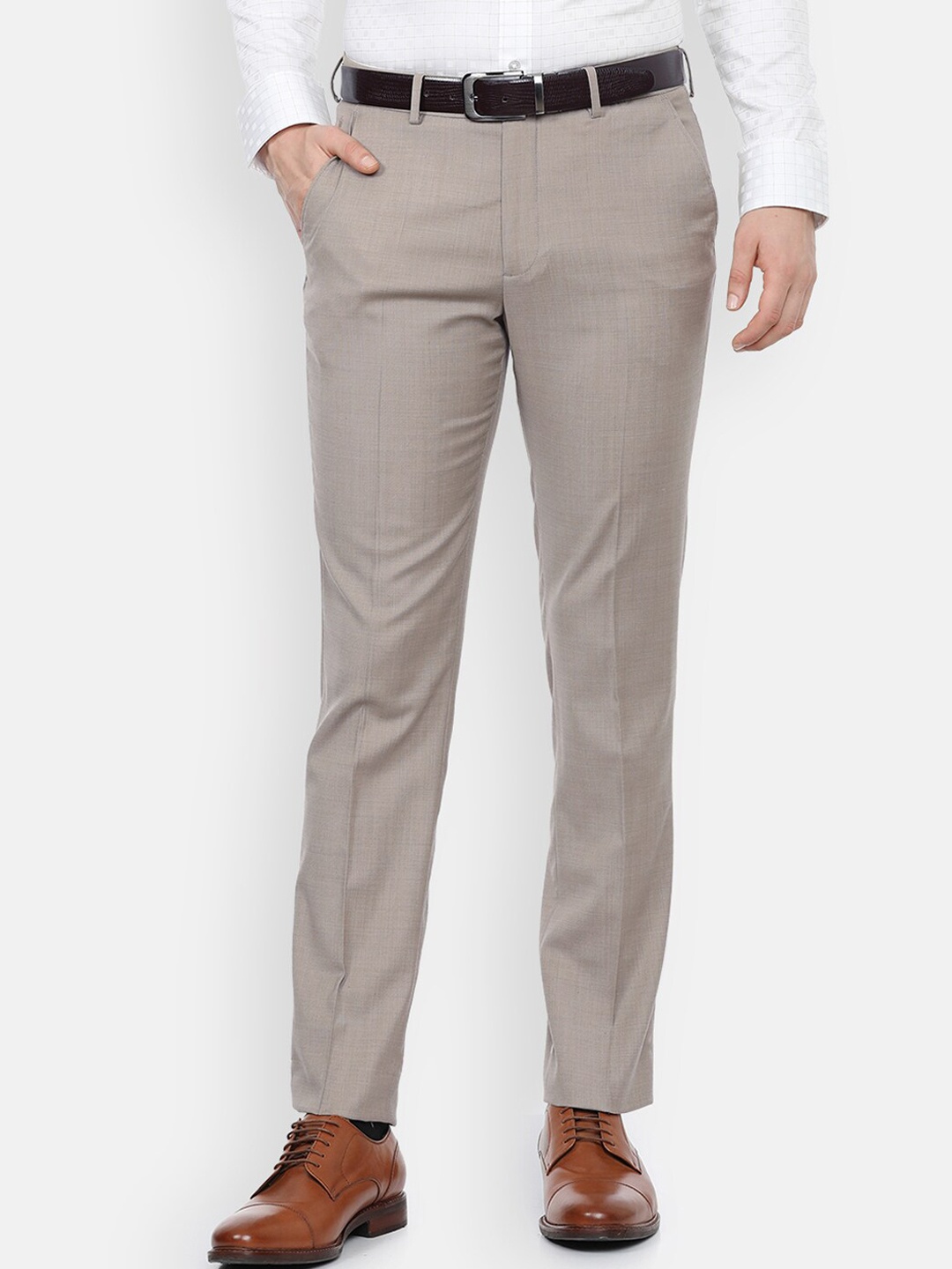 

Louis Philippe Permapress Men Khaki Slim Fit Trousers