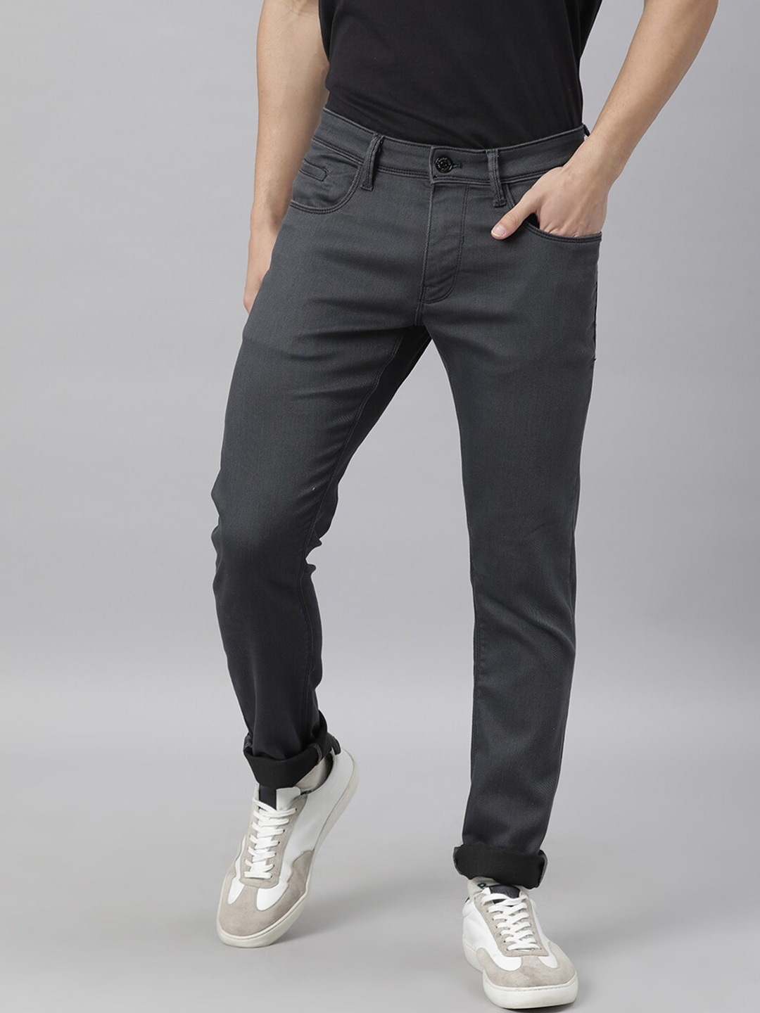 

RARE RABBIT Men Emmba Charcoal Slim Fit Stretchable Jeans