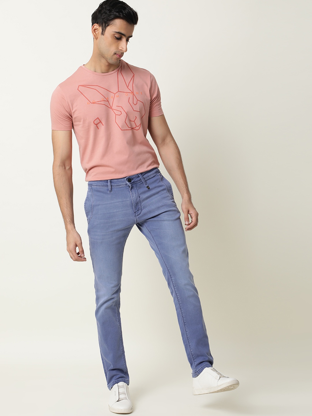 

RARE RABBIT Men Blue Slim Fit Light Fade Stretchable Jeans