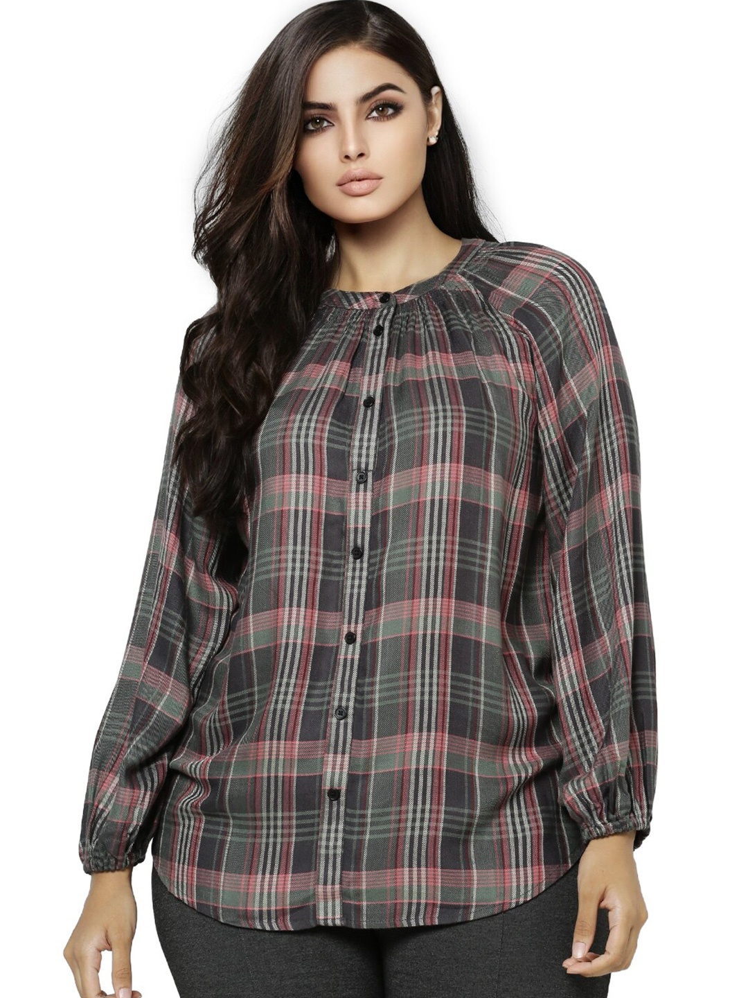 

VERO MODA CURVE Women Green Checked Casual Shirt