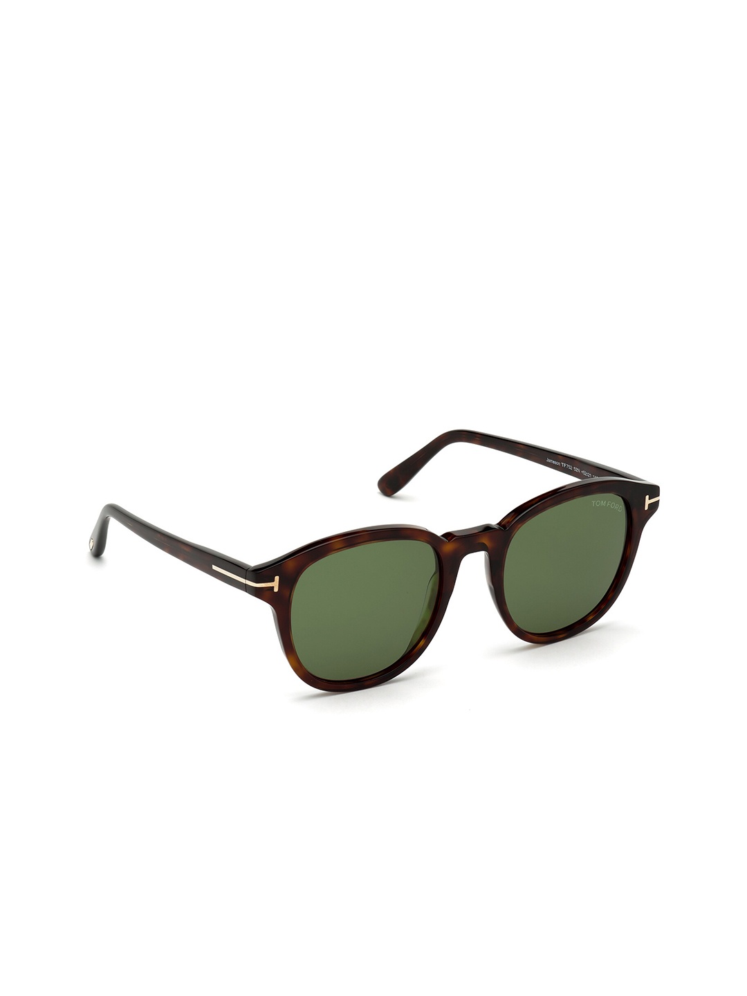 

Tom Ford Men Green Lens & Brown Oval Sunglasses with UV Protected Lens