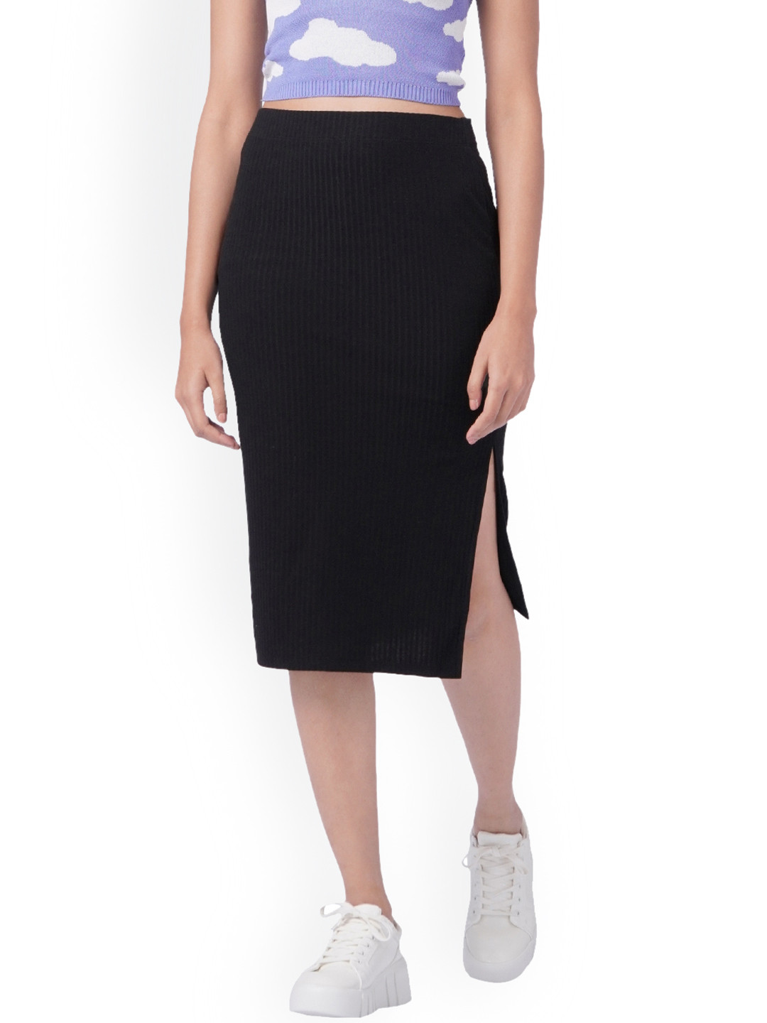 

ONLY Women Black Solid Pencil Skirt