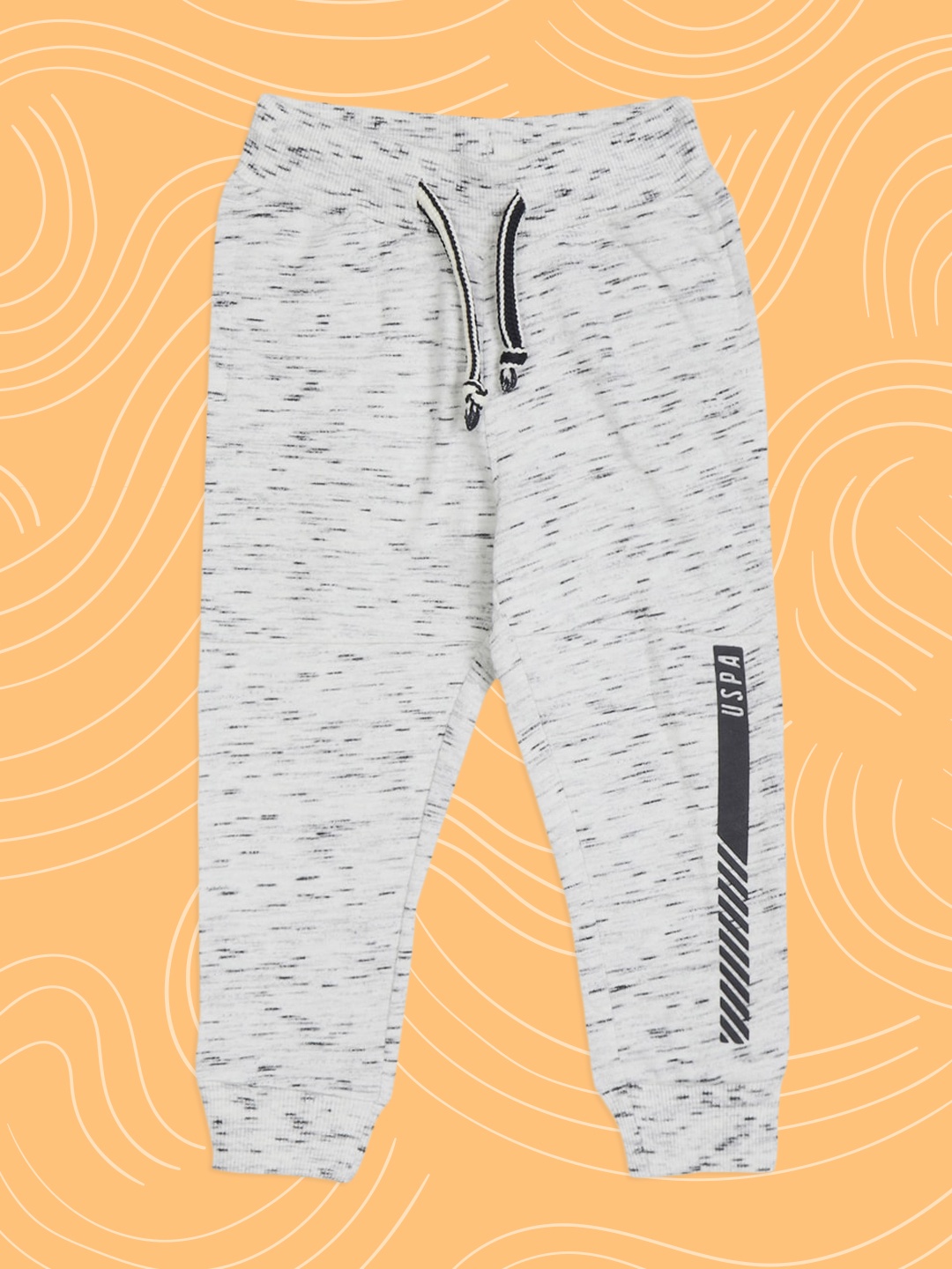 

U.S. Polo Assn. Kids Boys Grey & Black Printed Straight-Fit Joggers