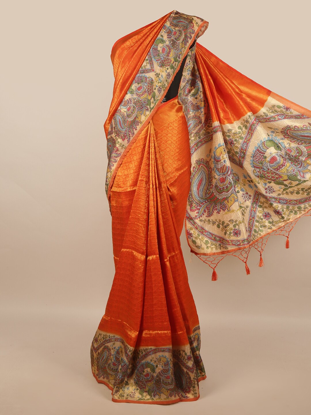 

Pothys Orange & Beige Ethnic Motifs Zari Art Silk Saree