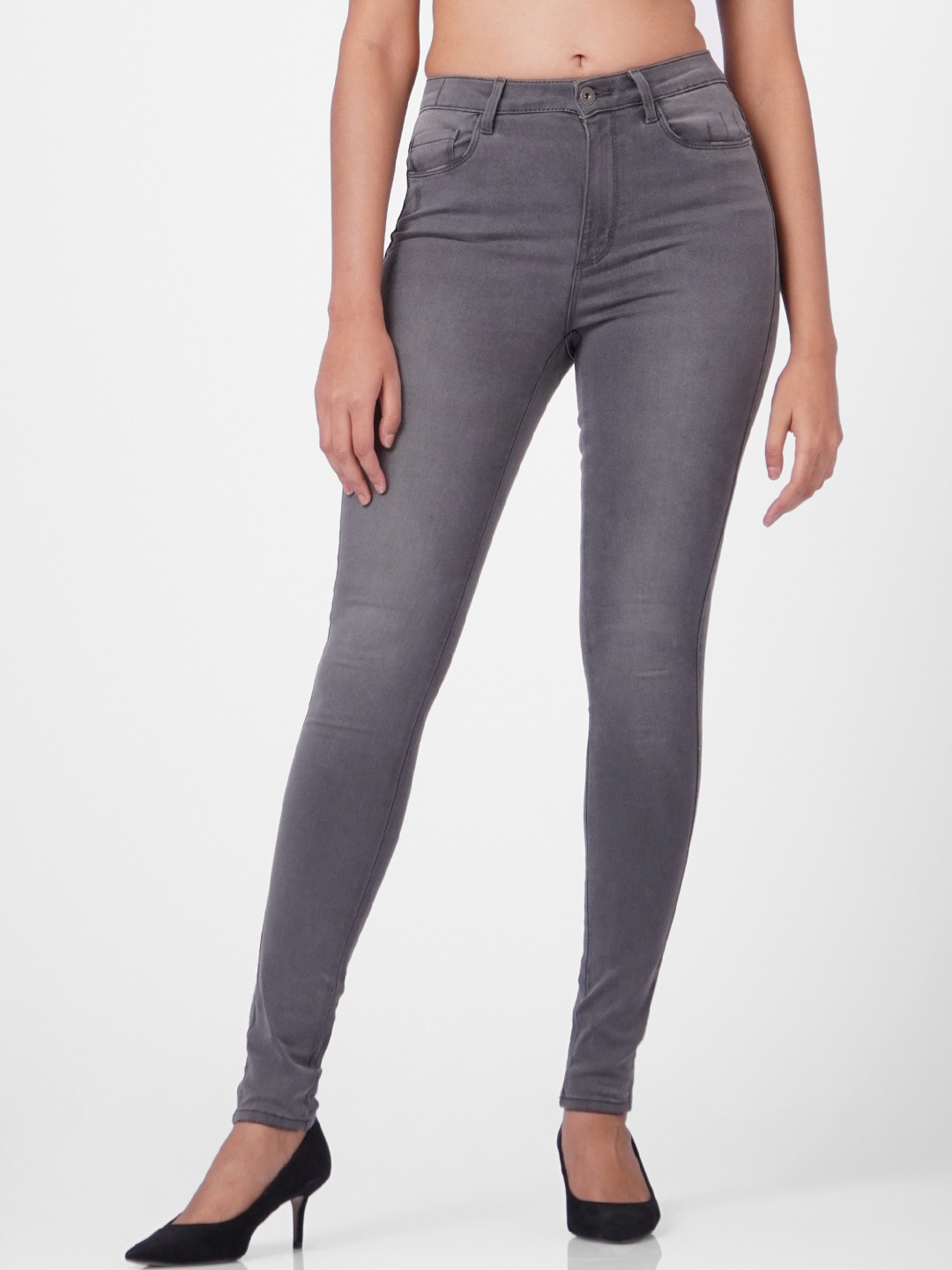 

ONLY Women Grey Skinny Fit Mid-Rise Jeans