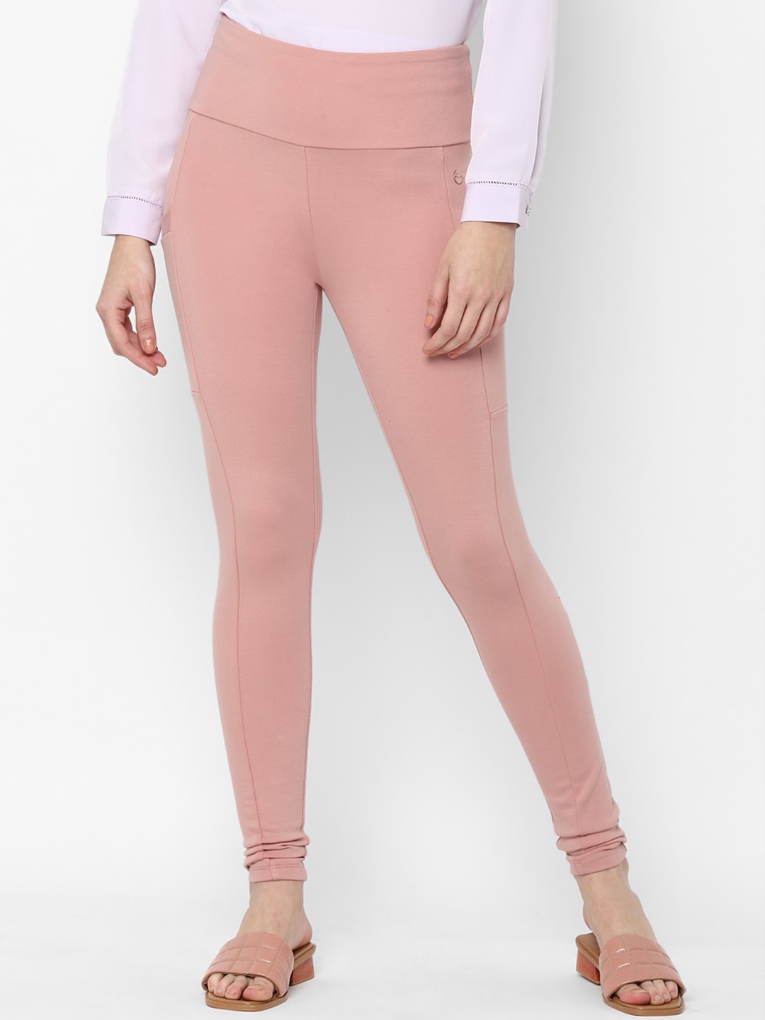 

Allen Solly Woman Pink Solid Jeggings