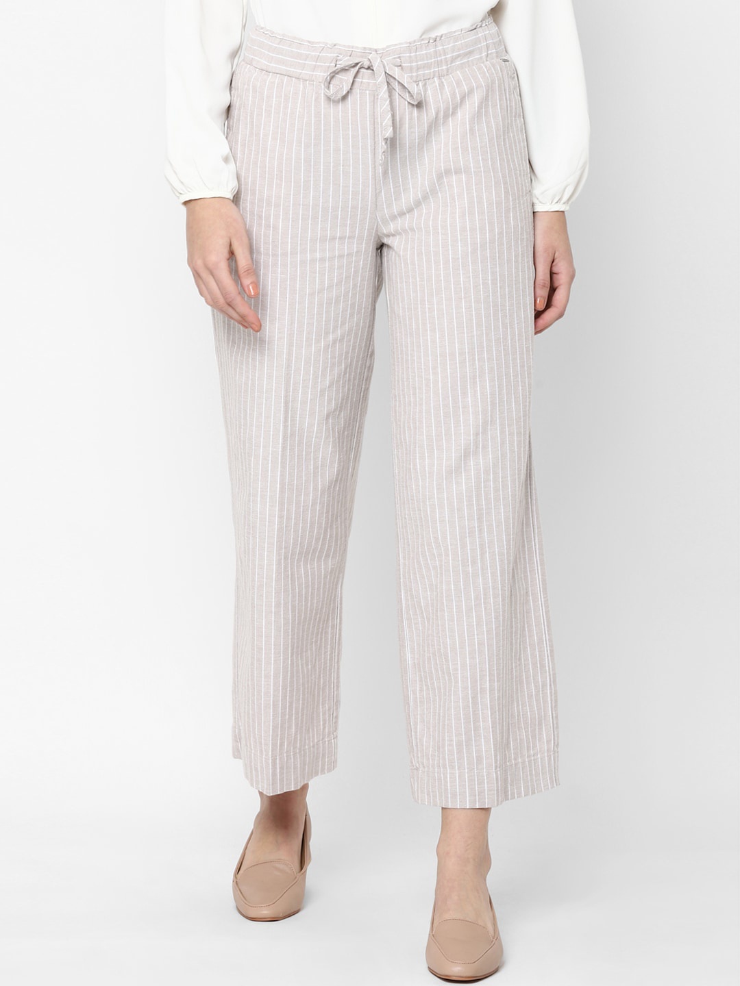 

Allen Solly Woman Women Grey Striped Trousers