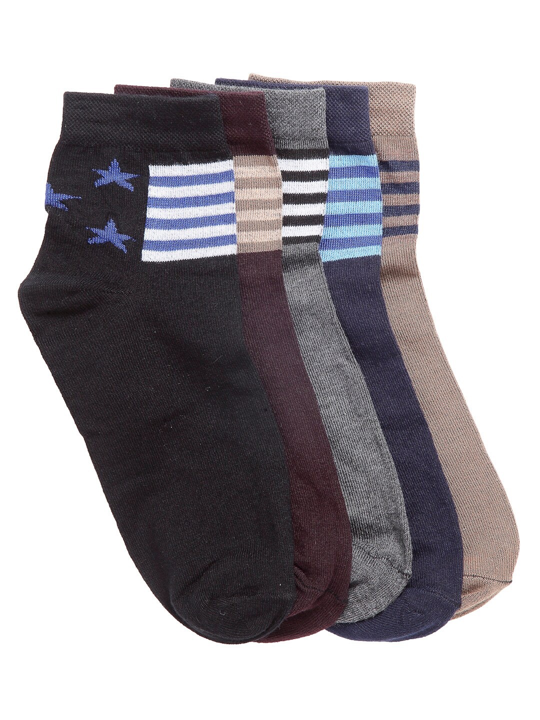Texlon Men Pack of 5 Assorted Ankle Length Socks