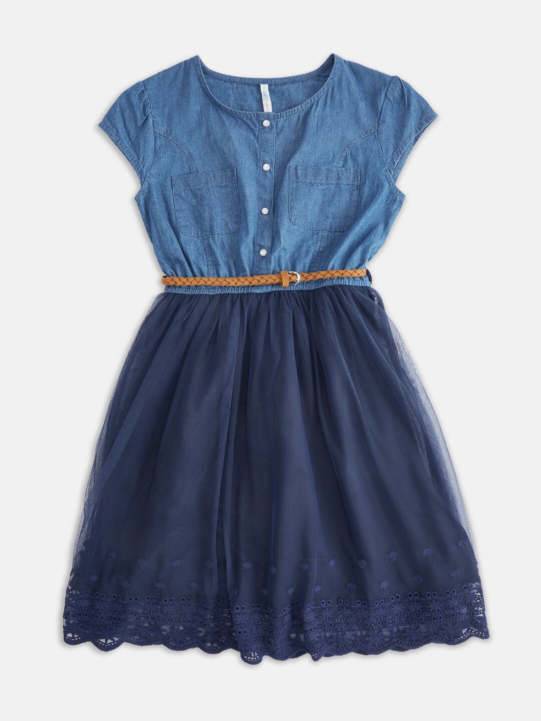 

Pantaloons Junior Blue Colourblocked Dress