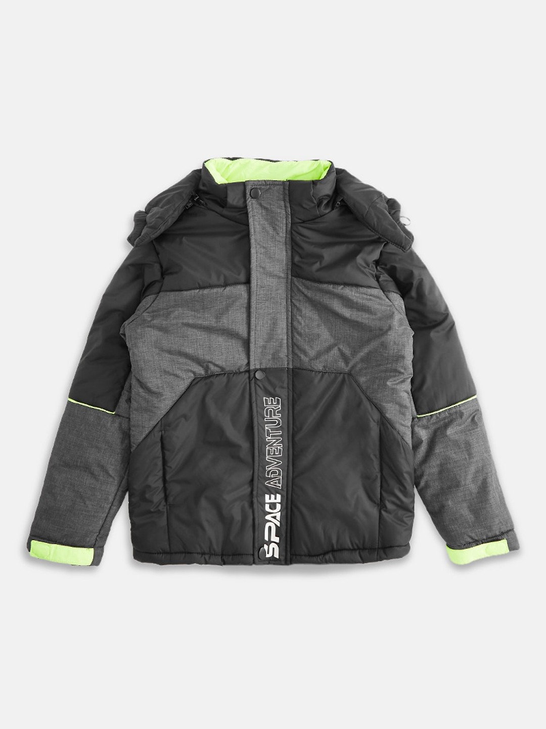 

Pantaloons Junior Boys Grey Colourblocked Biker Jacket with Patchwork
