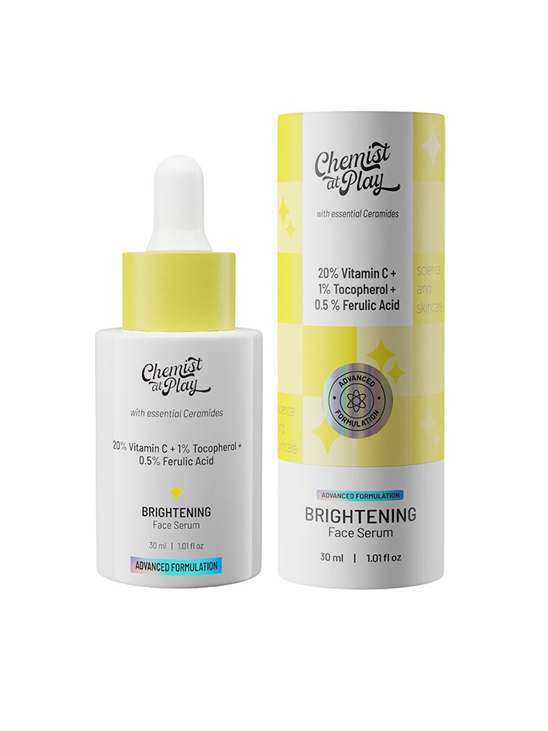 

Chemist at Play Advanced Brightening Face Serum with 20% Vitamin C + 1% Tocopherol + 0.5% Ferulic Acid 30 ml, Transparent