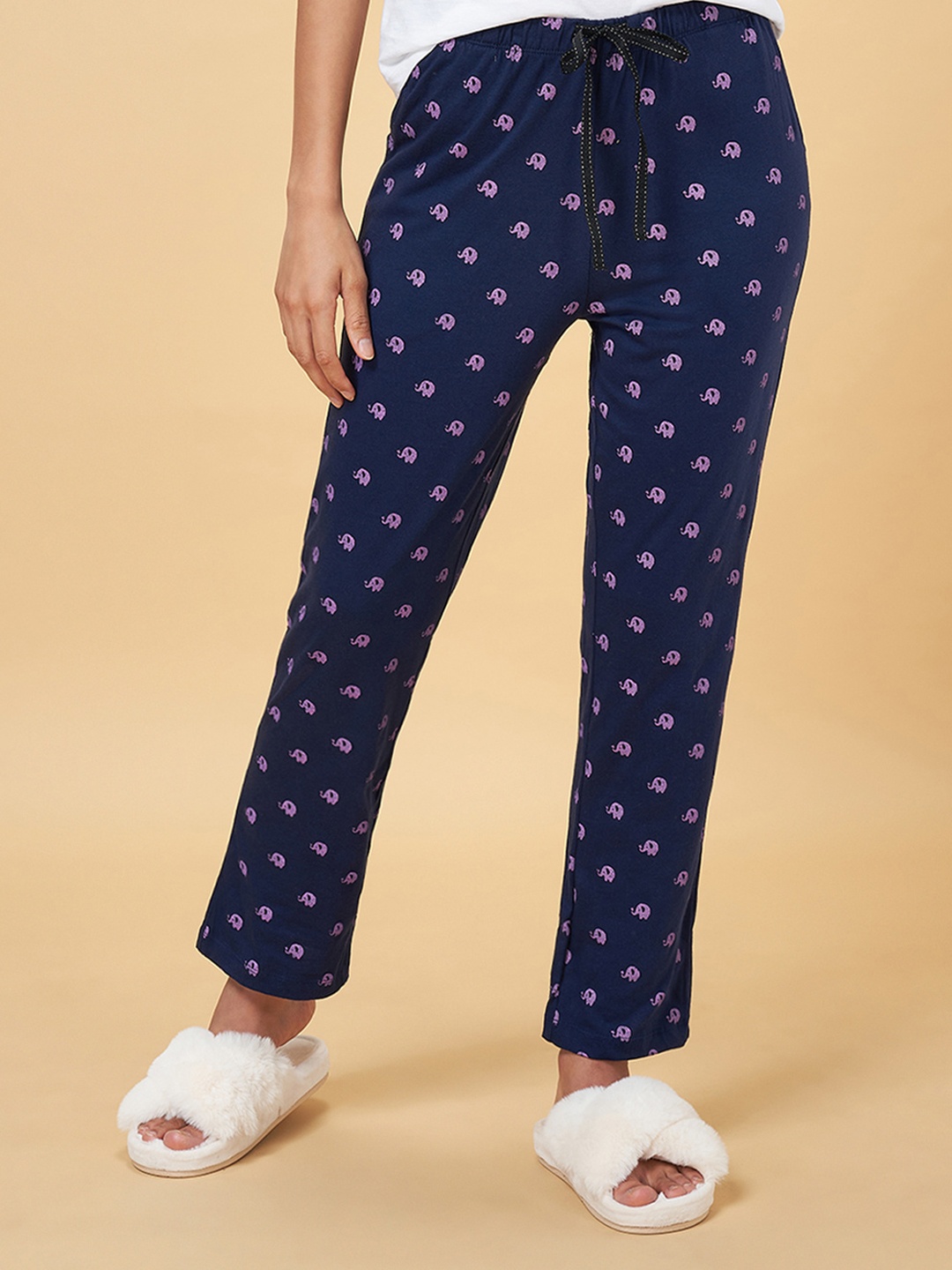 

Dreamz by Pantaloons Women Blue & Purple Printed Lounge Pants