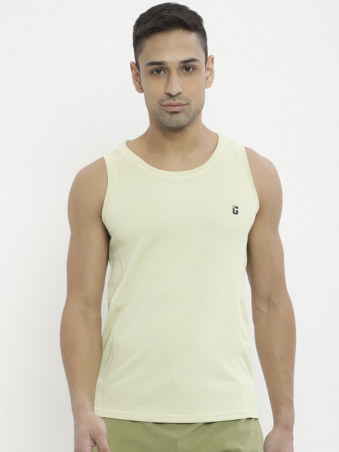 

V2 Value & Variety Men Green Solid Cotton Basic Innerwear Vest