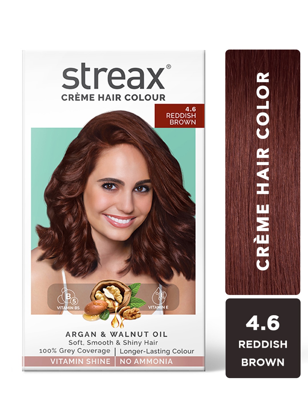 

Streax 100% Grey Coverage & No Ammonia Cream Hair Colour 140ml - Reddish Brown 4.6