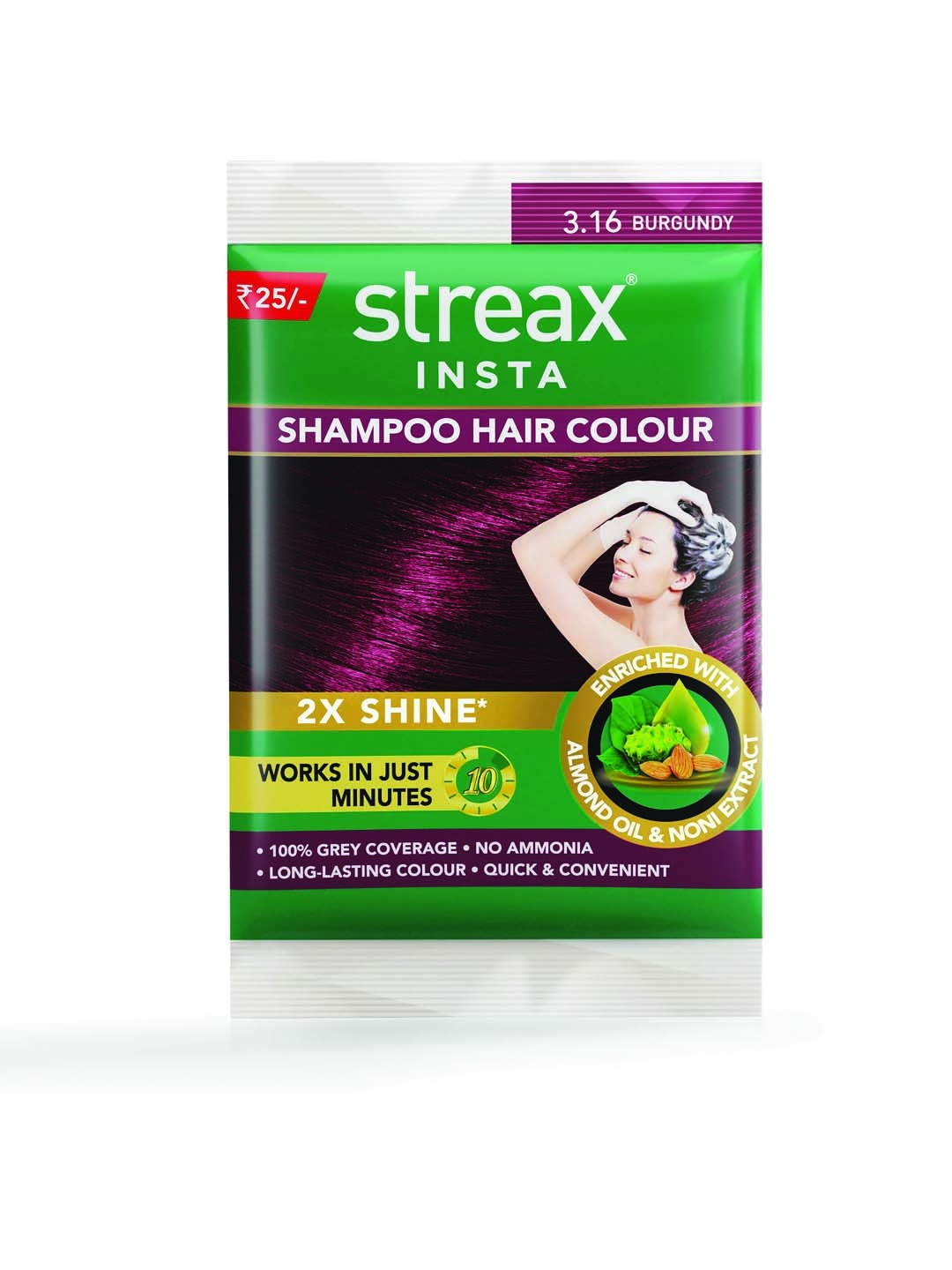 

Streax Insta Shampoo Hair Colour - Burgandy 3.16, Burgundy