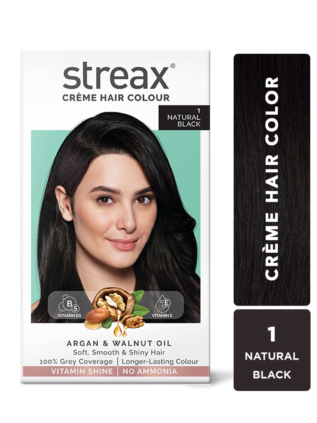 

Streax 100% Grey Coverage & No Ammonia Cream Hair Colour 140ml - Natural Black 1