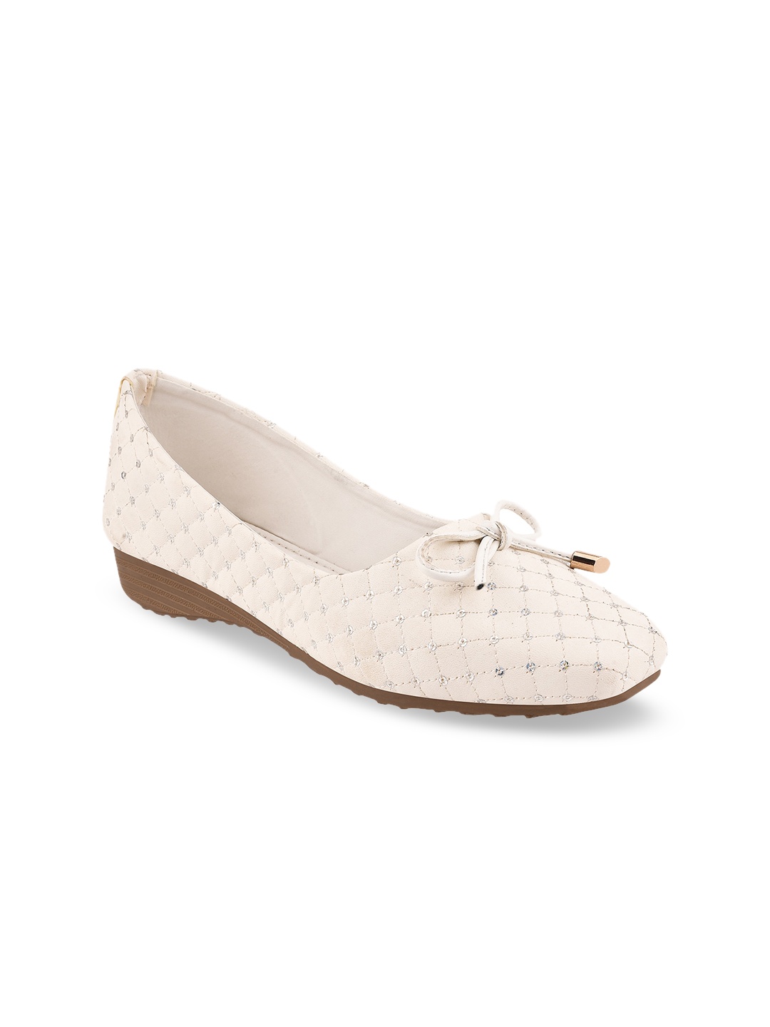 

Stelatoes Women White Textured Ballerinas with Bows Flats