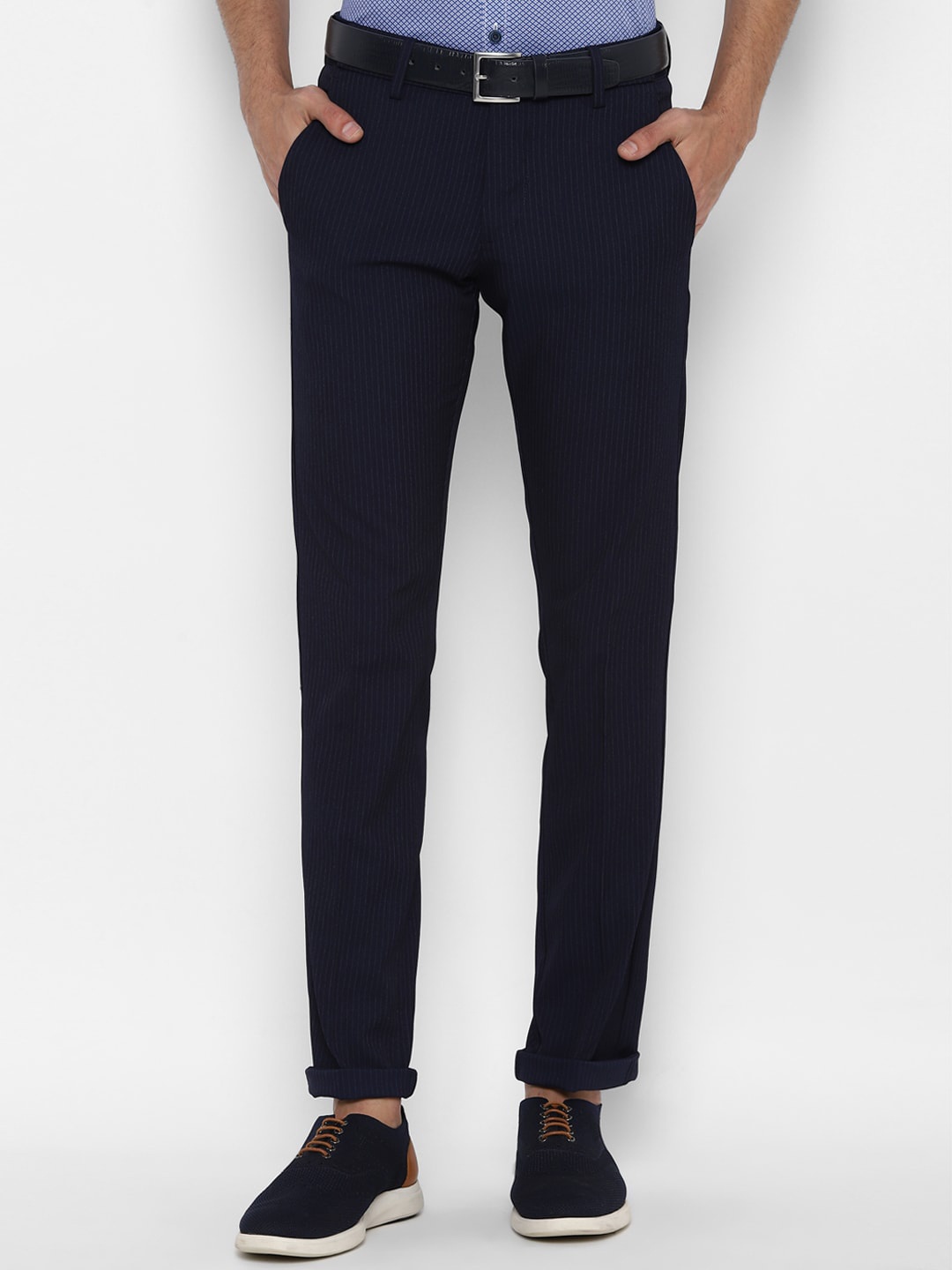 

Allen Solly Men Navy Blue Slim Fit Trousers