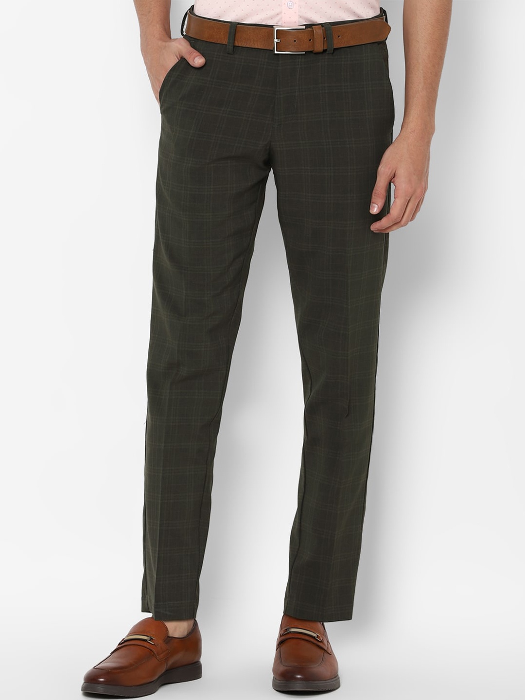 

Allen Solly Men Grey Checked Slim Fit Formal Trousers
