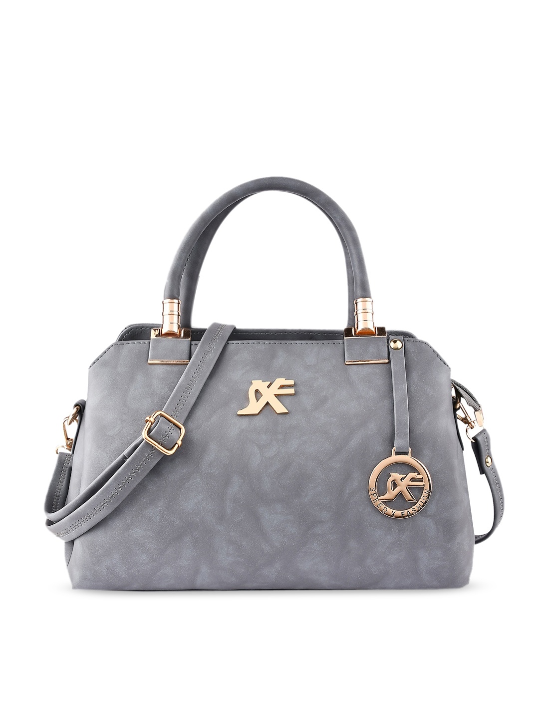 

SXF SPEED X FASHION Women Grey PU Structured Handheld Bag
