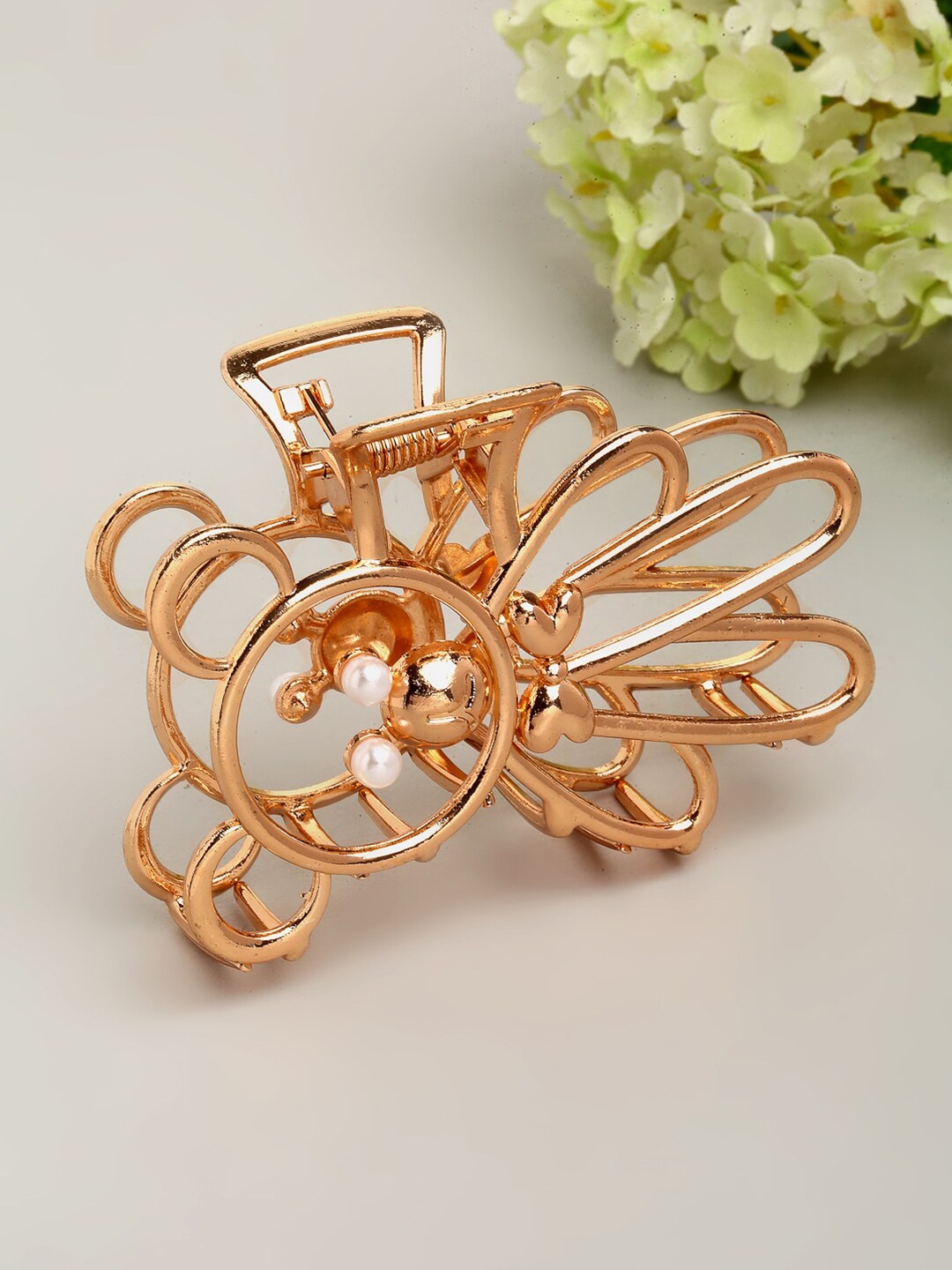 

Ferosh Women Rose Gold Teddy Embellished Claw Clip