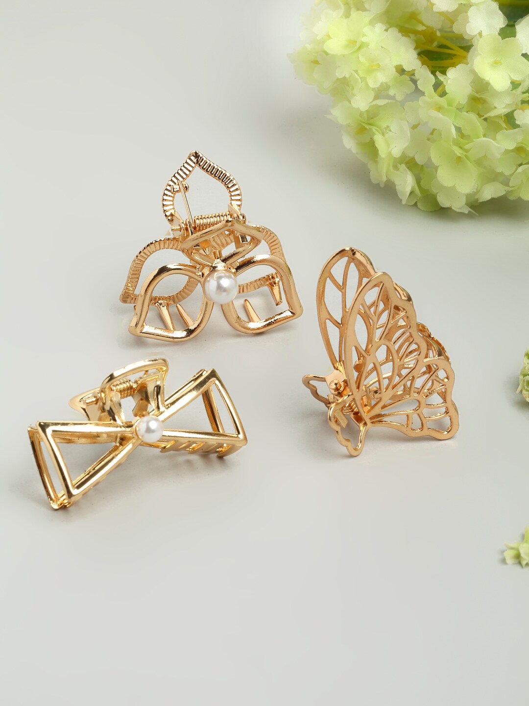 

Ferosh Women Set Of 3 Gold-Toned Claw Clip