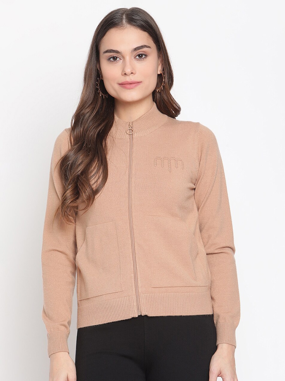 

Madame Women Beige Woolen Front-Open Sweater