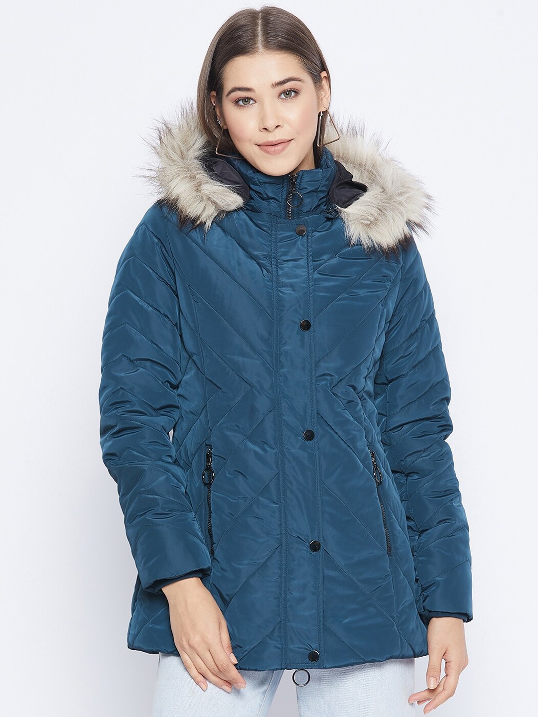 

Madame Women Teal Lightweight Longline Parka Jacket