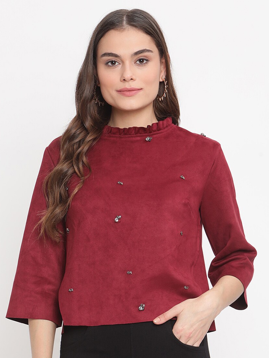 

Madame Maroon Studded Top