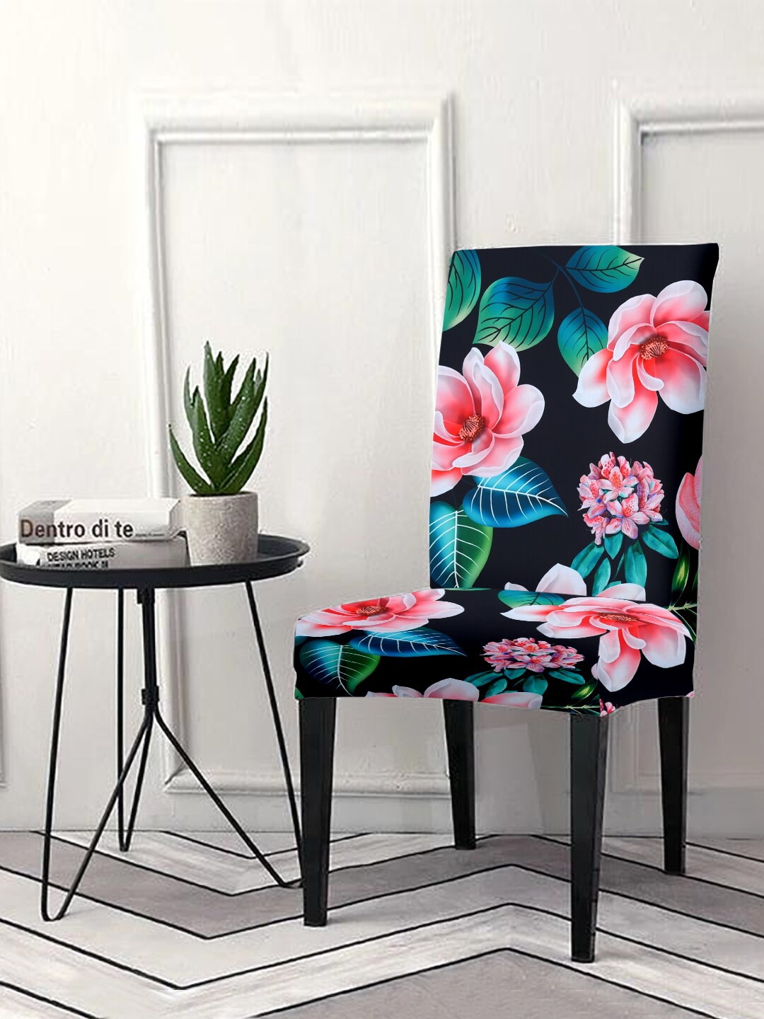 

Aura Blue & Pink Floral Printed Chair Cover