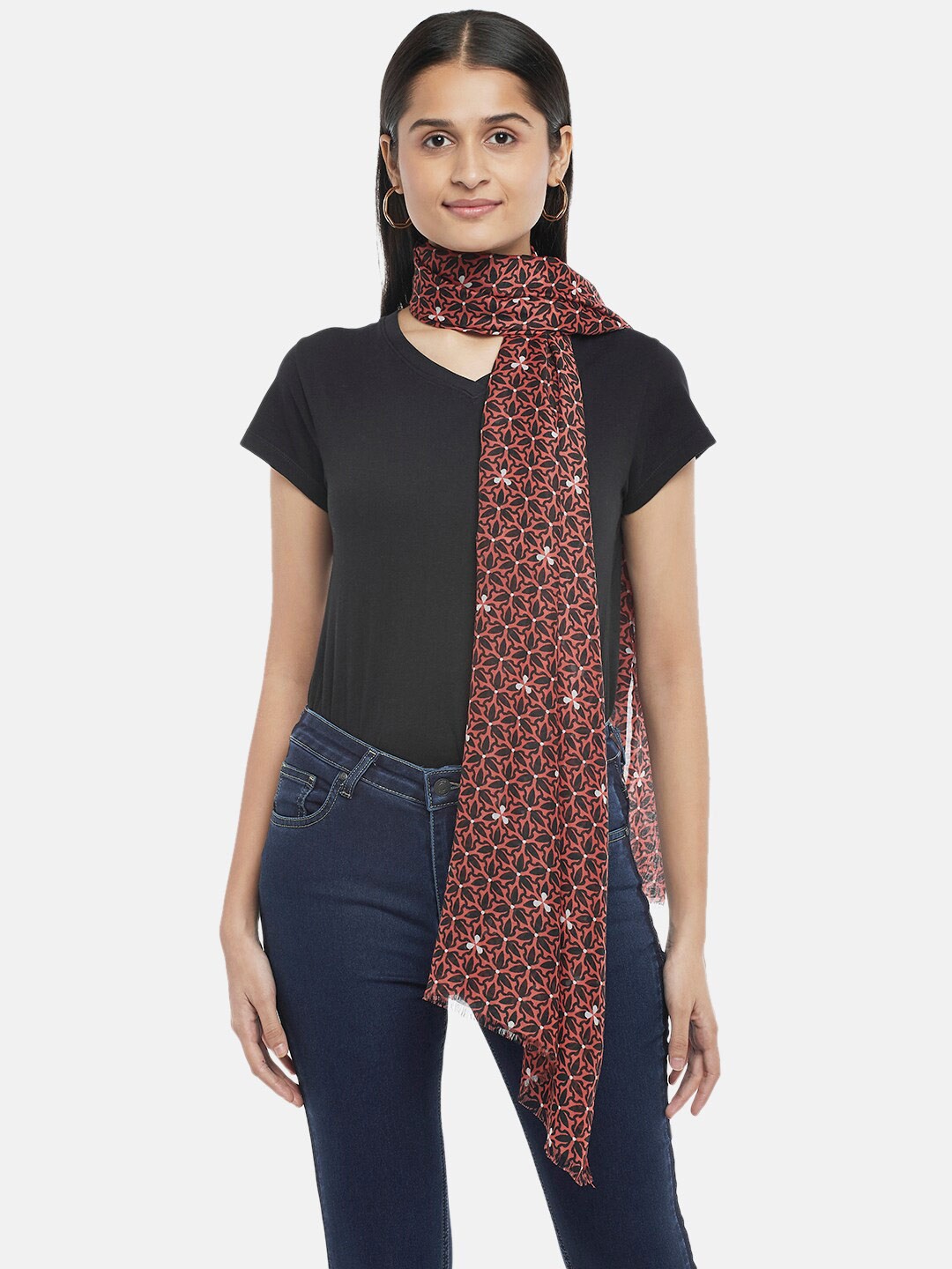 

Honey by Pantaloons Women Red & Black Printed Scarves