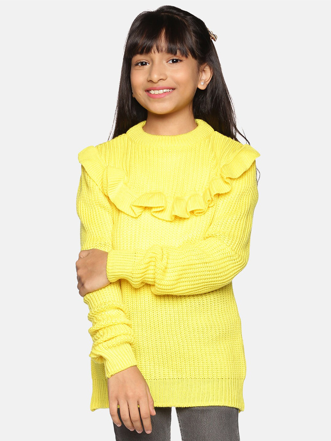 

DAiSY Girls Yellow Longline Pullover