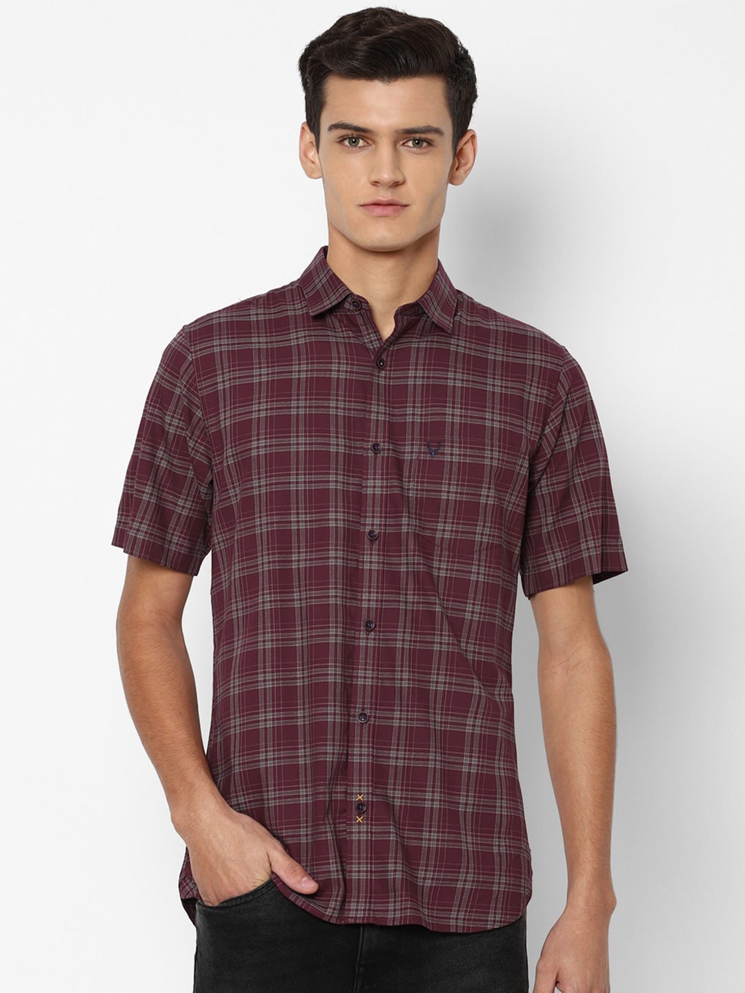 

Allen Solly Men Maroon Slim Fit Checked Casual Shirt