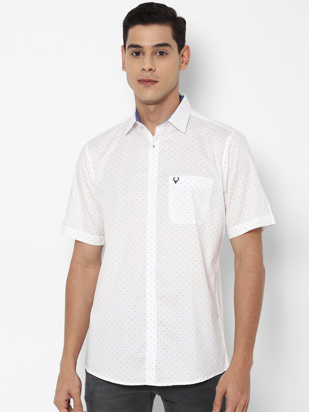 

Allen Solly Men White Slim Fit Ditsy Printed Cotton Casual Shirt