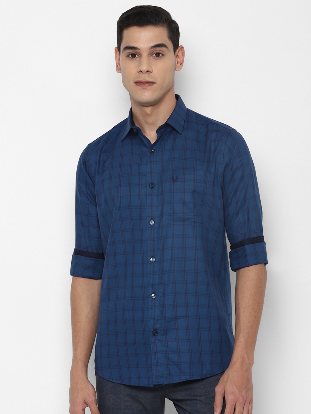 

Allen Solly Men Blue Slim Fit Checked Casual Shirt