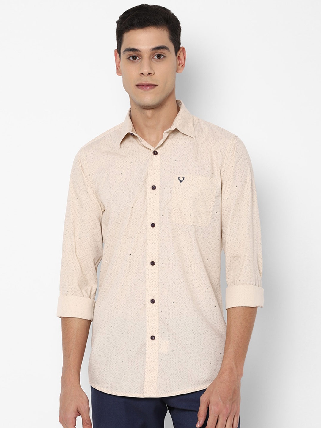 

Allen Solly Men Beige Slim Fit Printed Casual Shirt