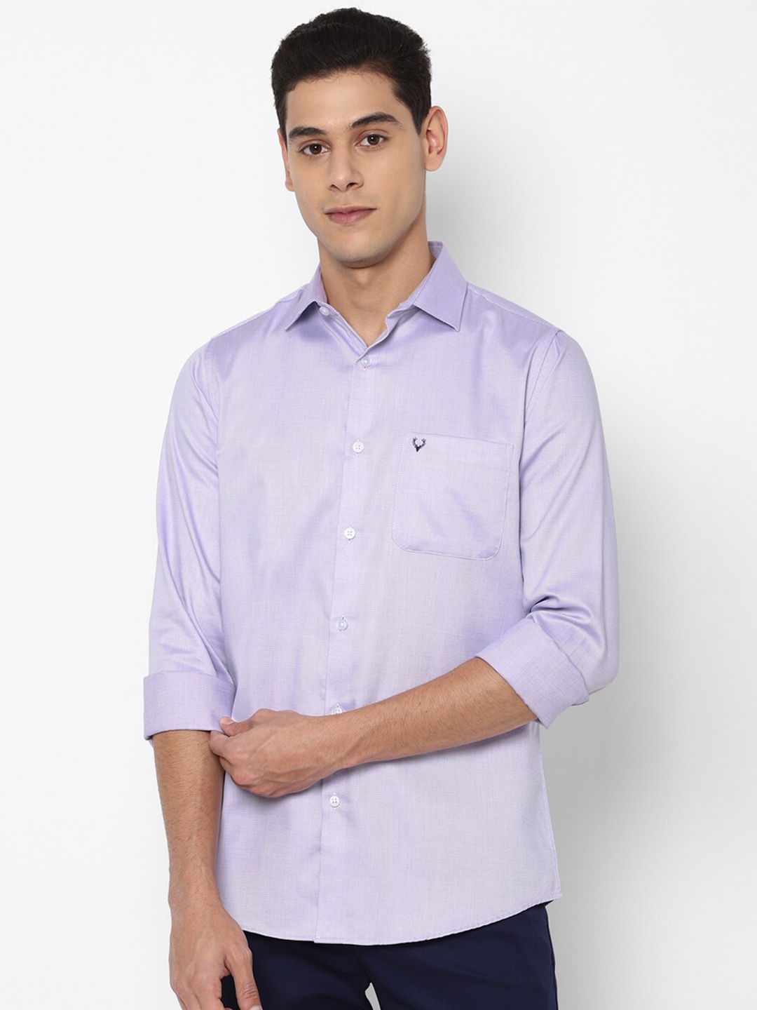

Allen Solly Men Lavender Slim Fit Solid Cotton Casual Shirt