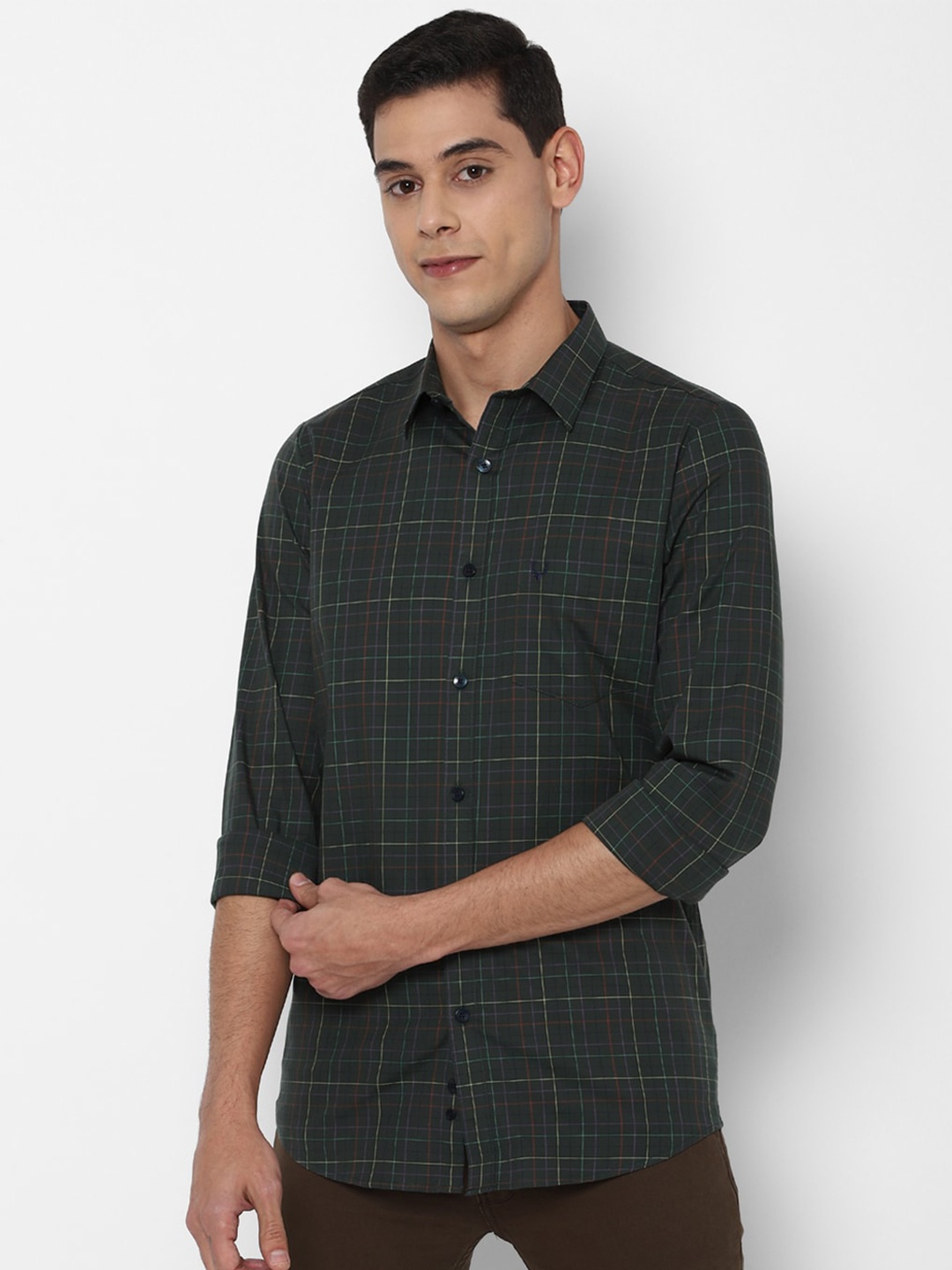 

Allen Solly Men Grey Slim Fit Tartan Checked Casual Shirt