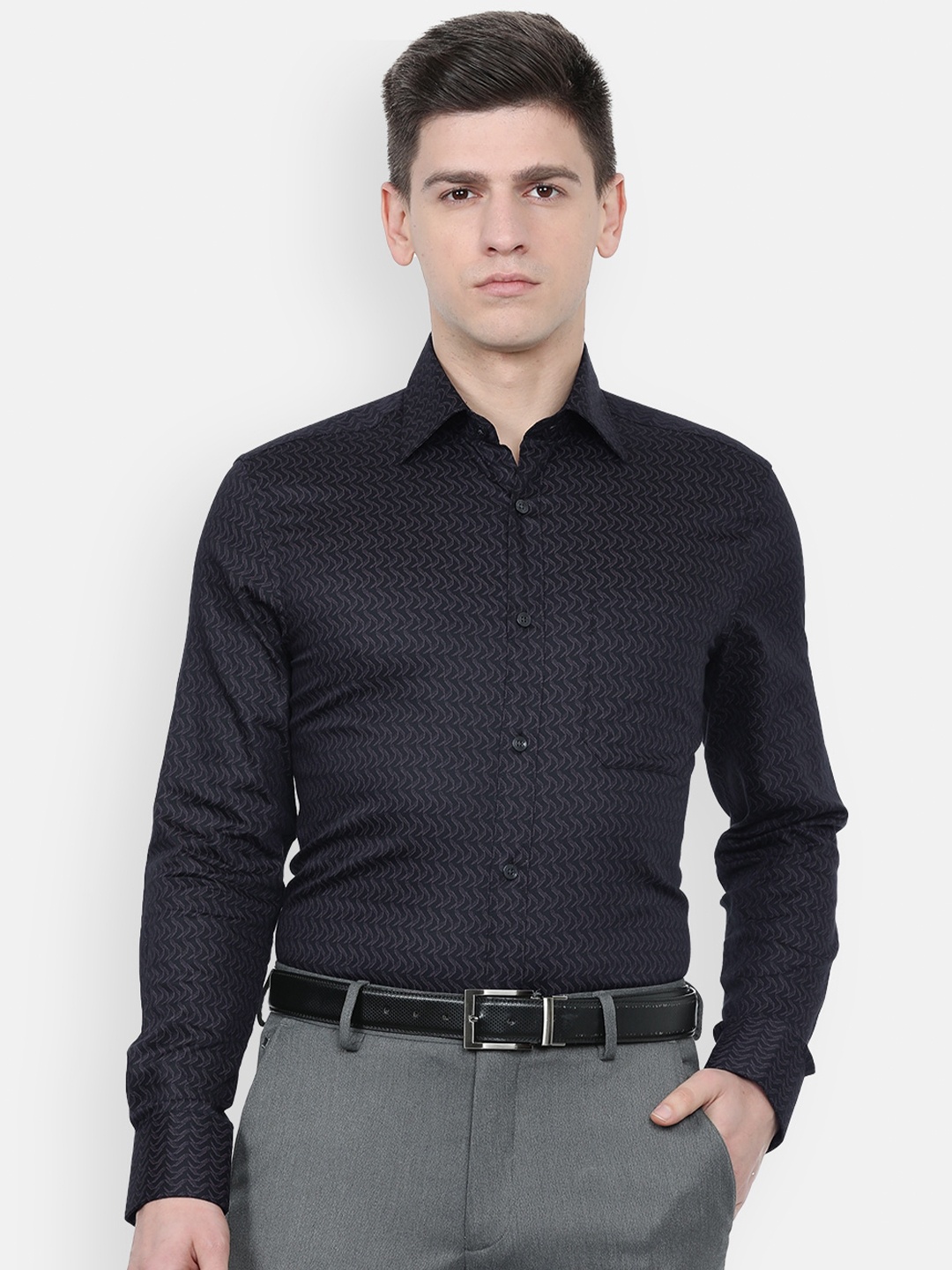 

Louis Philippe Men Black Printed Formal Shirt