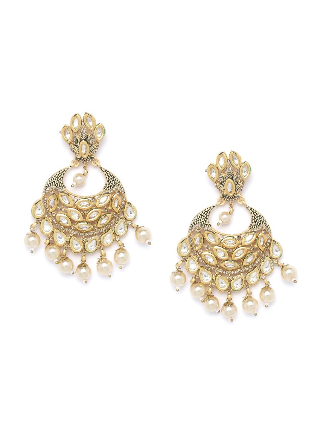 

PANASH Gold-Toned Crescent Shaped Chandbalis Earrings